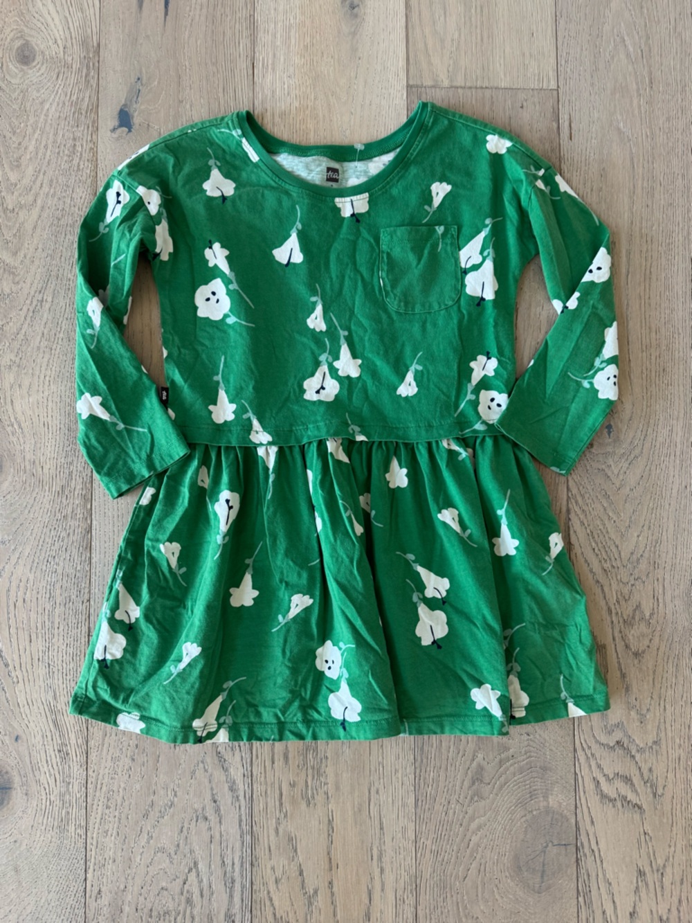 Tea Collection Girls Floral Dress Green Size 6